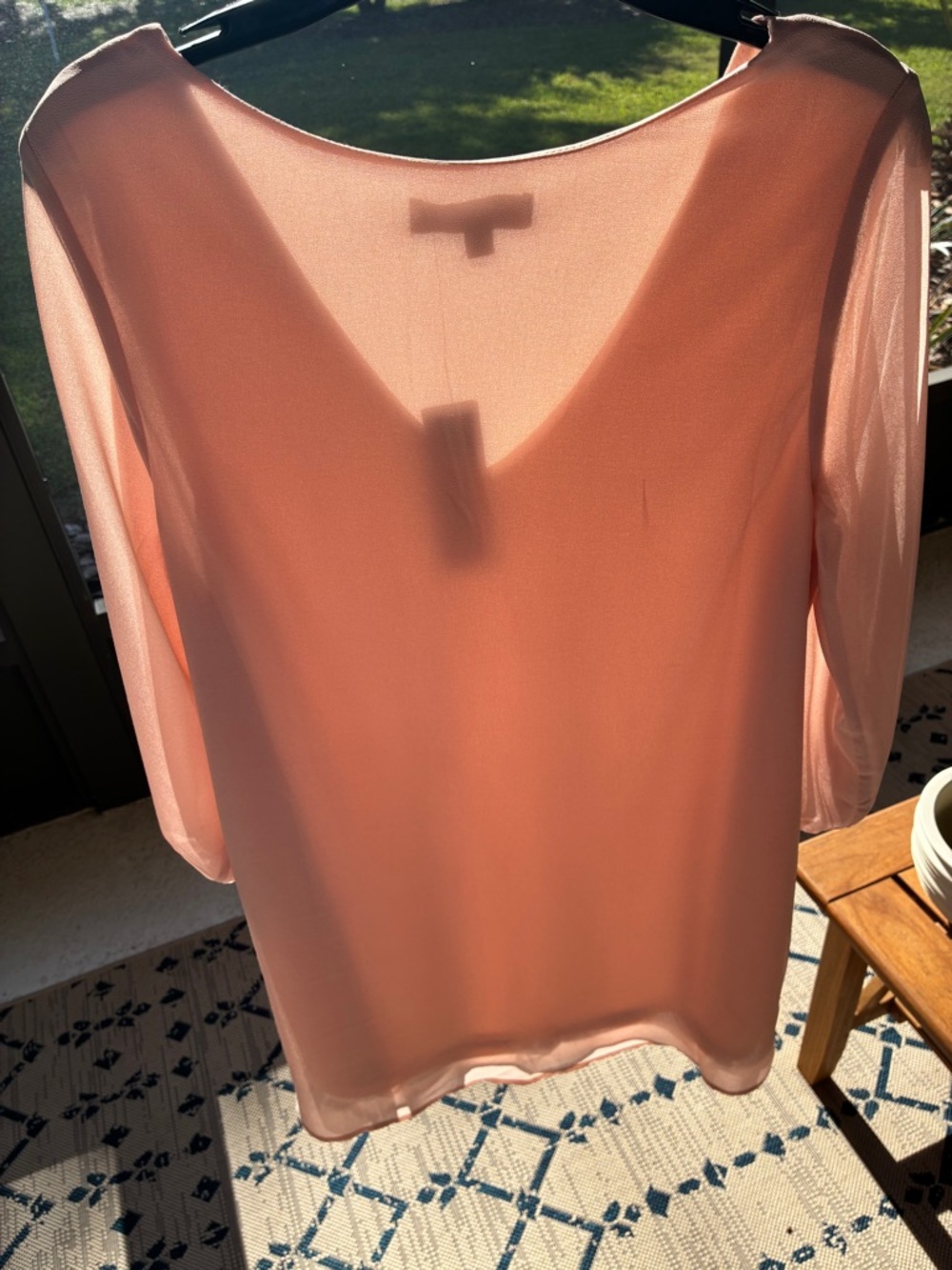 Lulu's Cold Shoulder V-Neck "Shifting Dears" Mini Dress in Pale Peach / Blush - Picture 6 of 11